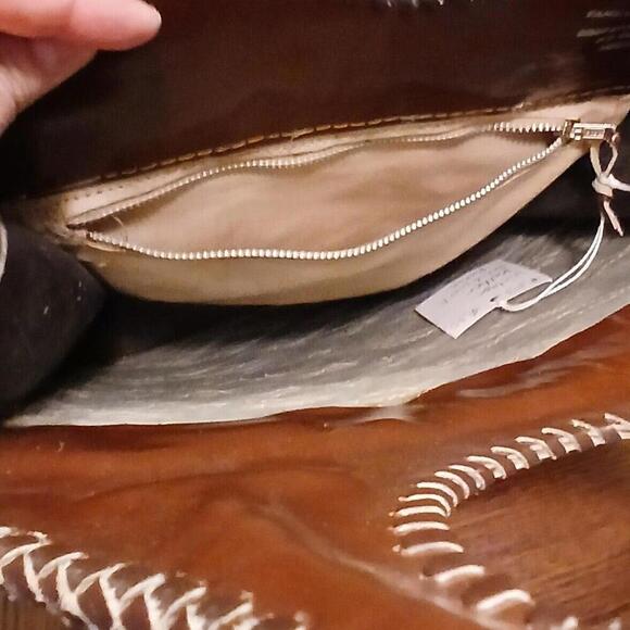 Chui African Vintage Leather Handbag. Patchwork Stitch 70s Purse. One Of A Kind - Picture 4 of 8